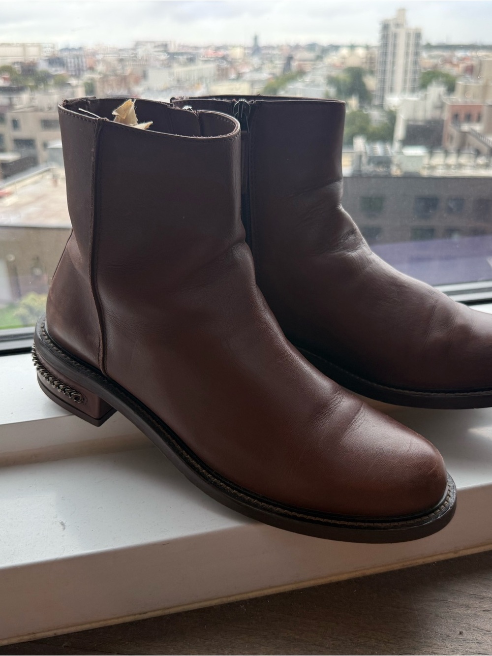 Brown Leather Ankle Boots - Classic Zip Side